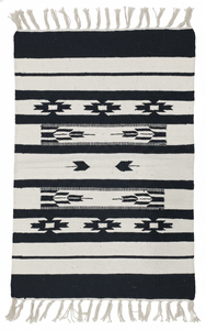 Tapis de couloir rectangulaire en coton tissé à la main, motif floral moderne, lavable en machine, réversible, noir, pour salle à manger, camping, maison - Product Image 5