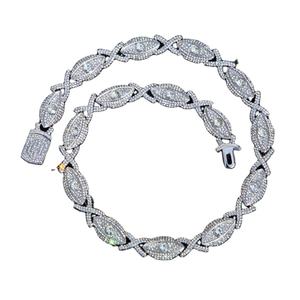 Collier en argent 925 entièrement serti de diamants en moissanite, forme œil personnalisée, style hip-hop, chaîne cubaine - Product Image 1