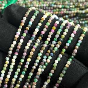 Cuentas redondas microfacetadas de rubí zoisita natural de 2 mm, cuentas de piedras preciosas sueltas con corte de diamante, cuentas de rubí zoisita para la fabricación de joyería al por mayor. - Product Image 2