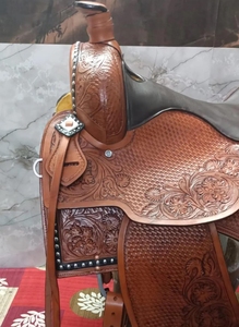 2026 Selle de course à l'arçon en cuir véritable de qualité supérieure avec motif artistique Fiber Tree, ensemble 2 pièces |   Ensemble d'outils à main en acier inoxydable SUS304 - Product Image 4