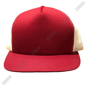 SIBRIN Custom Logo Unisex 6-Panel Baseball <b>Cap</b> Red Beige Mesh <b>Cap</b> Color Cotton Twill Fabric Premium Baseball Hat <b>Flat</b> Brim - Product Image 1