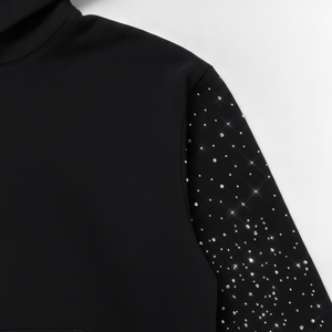 Race Ready Industry <b>Black</b> Hoodie With Glitter Dot Sleeves And Front Pocket Unisex Casual Sweatshirt - Product Image 3