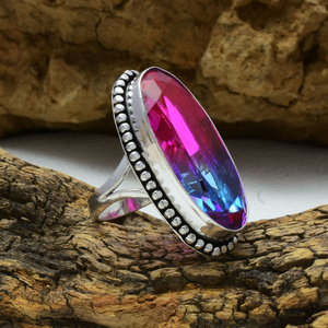 Bague en tourmaline bicolore, argent sterling 925, bague en pierres précieuses faite à la main pour femmes - Product Image 2