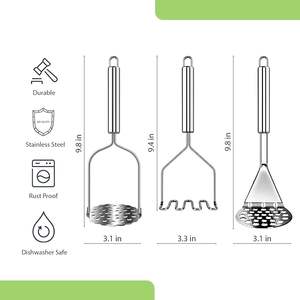 Écrase-pommes de terre robuste en acier inoxydable, outil de cuisine avec poignée ergonomique, résistant à la rouille, idéal pour des pommes de terre écrasées parfaites - Product Image 2