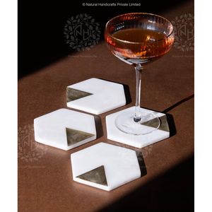 Eco-Friendly Round Marble <b>Drink</b> <b>Coasters</b> Durable Washable Natural Stone <b>Coasters</b> for Dining Table Mats & Pads - Product Image 2
