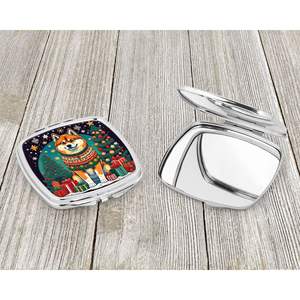 Akita Miroir de maquillage de voyage compact pour femmes, poche décorative de Noël, cadeau de poche pliable pour filles - Product Image 3