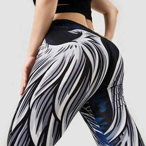 Leggings de yoga taille haute pour femmes, imprimé ailes d'ange personnalisé, séchage rapide, anti-transpiration, extensibles, pantalons de fitness, vente en gros OEM - Product Image 6