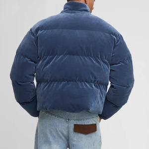 Veste matelassée bleue brillante de qualité supérieure pour homme, col montant, chaude pour l'hiver, idéale pour l'extérieur et les tenues décontractées - Product Image 2