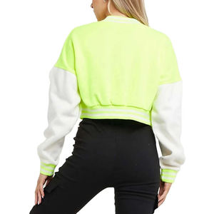 Veste universitaire courte pour femme, très vendue, de haute qualité, respirante, en laine et coton, avec broderie personnalisée, manches longues - Product Image 5