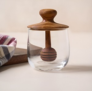 Pot de conservation en verre transparent avec couvercle en bois, cuillère à miel, récipient à épices, boîte de présentation pour la cuisine - Product Image 2