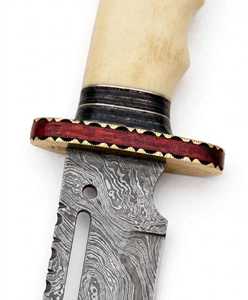 Custom Handmade Damascus Steel Outdoor Utility <b>Knife</b> <b>Bone</b> Resin <b>Handle</b> Filework Guard - Product Image 5