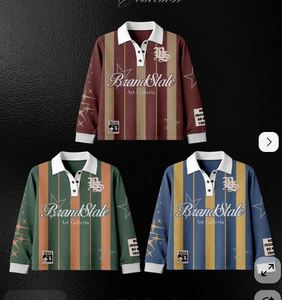 Polo de tennis à manches longues pour homme, rayé, avec logo brodé, tissu polyester respirant, coupe classique, toutes saisons - Product Image 6