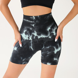 Fitness Gym Shorts <b>Seamless</b> Summer Pants High Waist <b>Leggings</b> Sportswear Sport Short Tie Dye Yoga Shorts for Women - Product Image 2