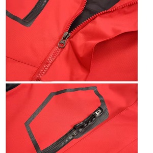 Men Mountaineering <b>Jacket</b> Waterproof Windproof Hooded Outdoor Hiking Climbing Detachable Hood Coat Red <b>Black</b> - Product Image 2