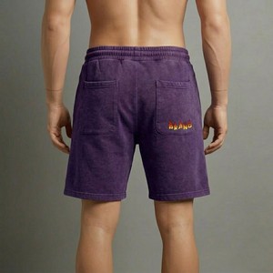 Premium Purple Cotton <b>Sweat</b> <b>Shorts</b> <b>Men</b> Casual Summer Gym <b>Shorts</b> Elastic Waist Drawstring Streetwear Fitness Training <b>Shorts</b> - Product Image 5
