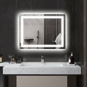Specchio da Bagno LED Retroilluminato/Luminoso Frontalmente 32x24" con Dimmer e Antiappannamento, Temperatura Colore Regolabile Infinitamente per Appartamenti - Product Image 2