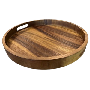 Plateau de service en bois Art Déco, finition bois naturel, rectangulaire, en bois d'acacia, multifonctionnel, poignée personnalisable pour le thé et le café - Product Image 3