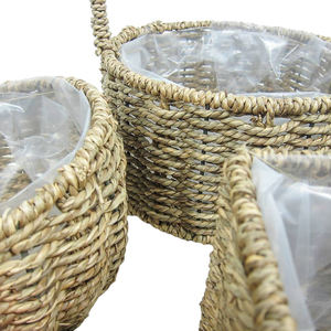 Wholesale <b>Rectangle</b> Home Garden Indoor Decorative Foldable Eco-Friendly <b>Storage</b> <b>Baskets</b> Vietnam Seagrass Planter Steel Frame - Product Image 5