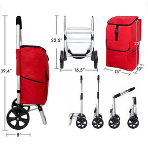 Carritos de Compras Plegables de Aluminio Cromado con Tres Ruedas para Subir Escaleras - Product Image 3