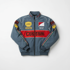 เสื้อแจ็คเก็ตแข่งรถสั่งทำพิเศษสำหรับผู้ชาย สตรีทแวร์ ปักโลโก้ ซิปหน้า ผู้ผลิตเสื้อแจ็คเก็ต - Product Image 4