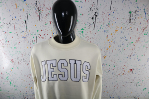 Sudadera de Cuello Redondo Jesus para Hombre, 100% Algodón, Felpa Francesa, Corte Regular, Informal, con Estampado de Letras Blancas, Otoño, CLUSH SPORTS - Product Image 5
