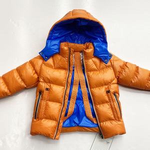 Blouson matelassé à capuche orange pour homme, manteau d'hiver en duvet, couleur unie, fermeture éclair, coupe-vent, épais, coupe classique - Product Image 2