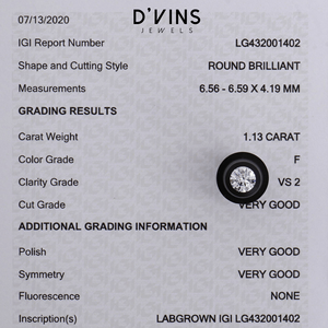 Diamant de laboratoire D'vins Jewels personnalisé 1 carat E VVS2 HPHT taille excellente pour la fabrication de bijoux - Product Image 2