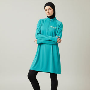 เสื้อมุสลิมแขนยาวสวมใส่สบายสำหรับผู้หญิง มีรูสำหรับนิ้วโป้ง เหมาะสำหรับใส่ลำลอง เล่นกีฬา ป้องกันแสงแดด UPF50+ ระบายอากาศได้ดี ใส่ได้ทุกฤดู ทันสมัย - Product Image 1