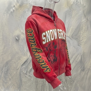 Sudadera con Capucha Roja Unisex Snow Grace, Cierre de Cremallera, Corte Holgado, Diseño Bordado e Impreso, 100% Algodón, Estilo Hip Hop, Ropa de Invierno - Product Image 2
