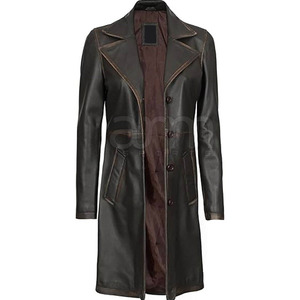Abrigo Largo de Cuero para Hombre, Abrigo de Cuero de Invierno, Precio de Mayoreo, Buena Calidad, Bolsillos Laterales - Product Image 3