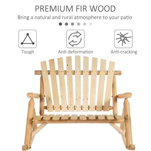 Poltrona a dondolo Adirondack a 2 posti per esterni, con schienale alto e design a doghe in legno, colore Burlywood - Product Image 6