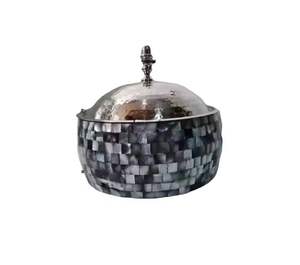 Boîte à bonbons en nacre avec couvercle, bol décoratif en acier inoxydable pour fruits secs, plat de service de luxe, décoration de table - Product Image 6