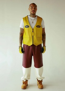 UNISEX VANSON LEATHER VEST-Windproof Eco-Friendly & <b>Heated</b> Streetwear Style Solid Color Yellow - Product Image 2
