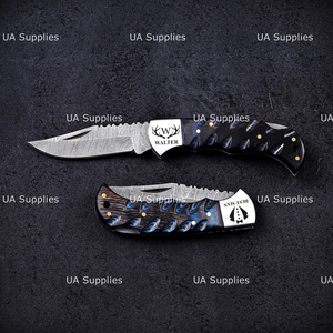 UA Supplies DIY Grade Handmade Carbon Steel Camping Folding Utility Knife Clip Point Blade Wood Handle Straight Edge 6.5 - Product Image 3
