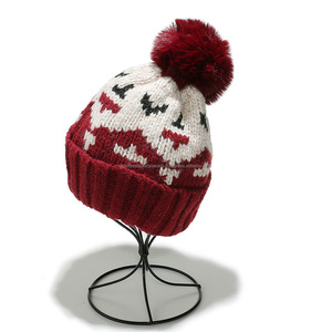 Gorro Unisex de Acrílico con Diseño de Dibujos Animados Teñido, Estilo Casual Urbano, Gorro de Invierno de 56-58CM para Adultos, Tejido, para Exteriores, Morado y Rosa - Product Image 1