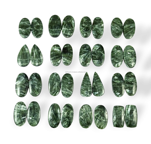 Vente en gros de paires de cabochons en séraphinite naturelle, pierres précieuses en vrac à changement de couleur, 20-30 mm, pour la fabrication de bijoux au prix d'usine - Product Image 4