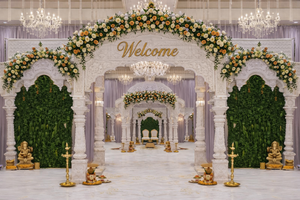 มณฑปงานแต่งงานสไตล์ราชวงศ์ราจมหาราม พร้อมหลังคาทรงโดมแบบอินเดียดั้งเดิม สำหรับงานแต่งงานในห้องจัดเลี้ยง มณฑปสีขาวสำหรับงานแต่งงานที่งดงาม - Product Image 2