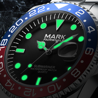 Montre à quartz en acier inoxydable Mark Fairwhale pour homme, résistante à l'eau 30M, aiguilles lumineuses, affichage de la date, montre-bracelet FW-5140