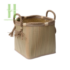 Paniers de rangement en herbe marine naturelle avec poignées en corde, doublure en toile, conception OEM, tissé à la main, fabriqué au Vietnam, nouvelle collection, offre spéciale - Product Image 2