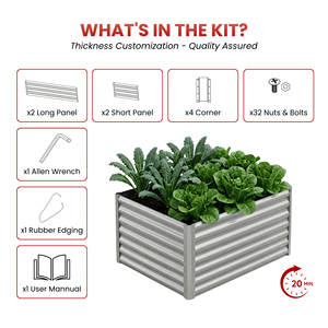Tall Galvanized Corrugated Metal Raised Garden <b>Bed</b> Outdoor Deep Rectangular Planter Box Outdoor GB002 - Product Image 3