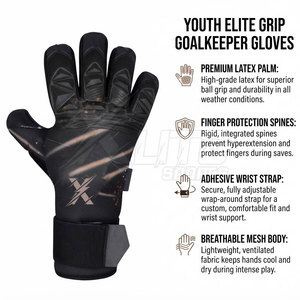 Gants de gardien de but en cuir pour enfants et jeunes, antidérapants, avec fermeture auto-agrippante, paume en latex étendue, protection des articulations et bande de maintien au poignet - Product Image 5