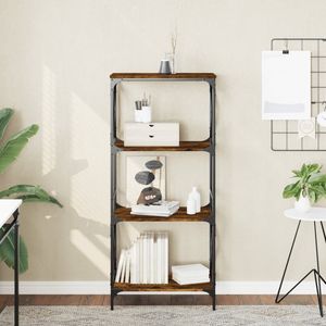 Bibliothèque de taille moyenne en chêne fumé et bois d'ingénierie métallique - Product Image 1