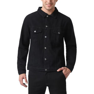 Vestes en jean décontractées pour hommes, personnalisables, unies, en gros, nouvelle tendance, avec poches et col rabattu - Product Image 1