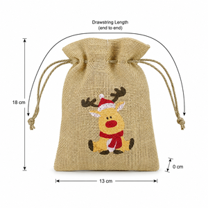 Pochette cadeau en jute naturelle avec cordon de serrage 13x18 cm, impression de logo personnalisé, petit sac d'emballage, vente en gros, marque privée, fourniture OEM - Product Image 2