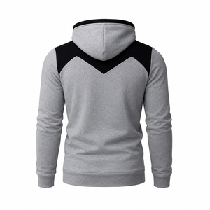 Sweat-shirt à capuche personnalisé pour homme, deux tons, en coton molletonné, style streetwear décontracté - Product Image 2