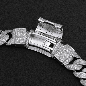 Mens Lab Grown Diamond 925 Silver Iced Out Cuban <b>Link</b> Bracelet Luxury Statement Fashion <b>Jewellery</b> - Product Image 3