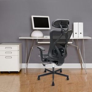 Sedia da Ufficio Ergonomica con Schienale Alto, Supporto Lombare Regolabile, Braccioli, Rete Traspirante, Ruote e Poggiatesta Inclinabile - Product Image 6
