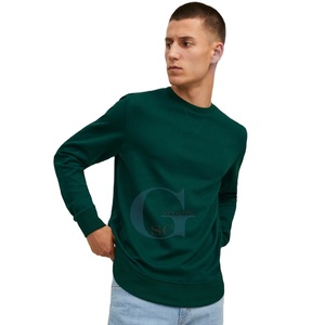 Camiseta de sudor de un solo color para hombre, camisas de cuello redondo de lana en blanco, precio al por mayor con impresión y diseño de logotipo personalizado - Product Image 1