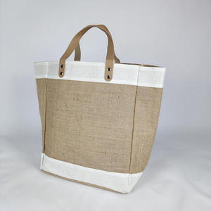 Eco Friendly Striped Jute Tote <b>Bags</b> <b>Large</b> Size Reusable Shopping Custom Logo Advertising Top Grade Jute <b>Bag</b> Zipper Closure - Product Image 5