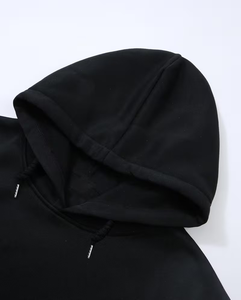 Unisex Black Hoodie Jogger Set Solid Color Two-Piece Tracksuit Casual for Outfit Full Sleeve Fleece Breathable Quick-Dry - Product Image 3